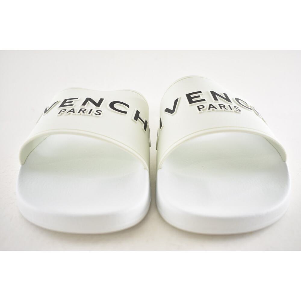 Givenchy Mens Pool Flat White Black Logo Rubber Beach Sandal Slide Slip On 45 12 - Picture 11 of 16